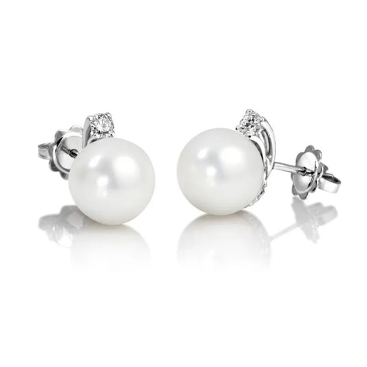 Orecchini in oro bianco con perle e   diamanti Giorgio Visconti BB36996M