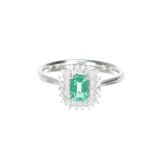 Anello Recarlo in oro bianco diamanti e smeraldo  R77CC002/SM