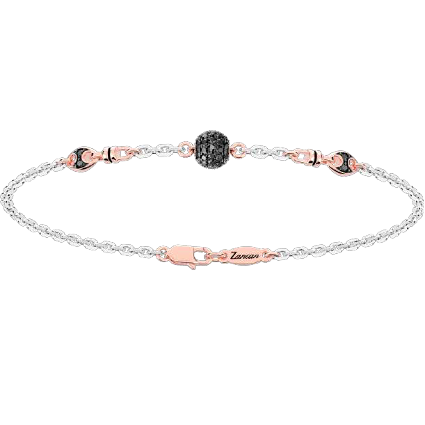 Bracelet pour homme ZANCAN en or blanc et rose avec diamants noirs ou en or jaune avec diamants blancs 