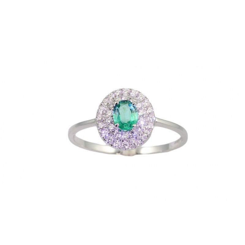 Anello in oro bianco diamanti e smeraldo di colore Giorgio Visconti AB15768S
