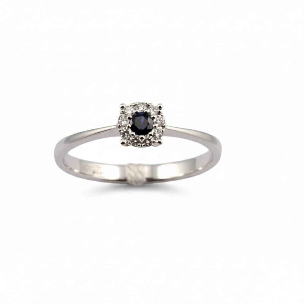 ANELLO IN ORO BIANCO, BRILLANTI E ZAFFIRO  GIORGIO VISCONTI ABX15239z