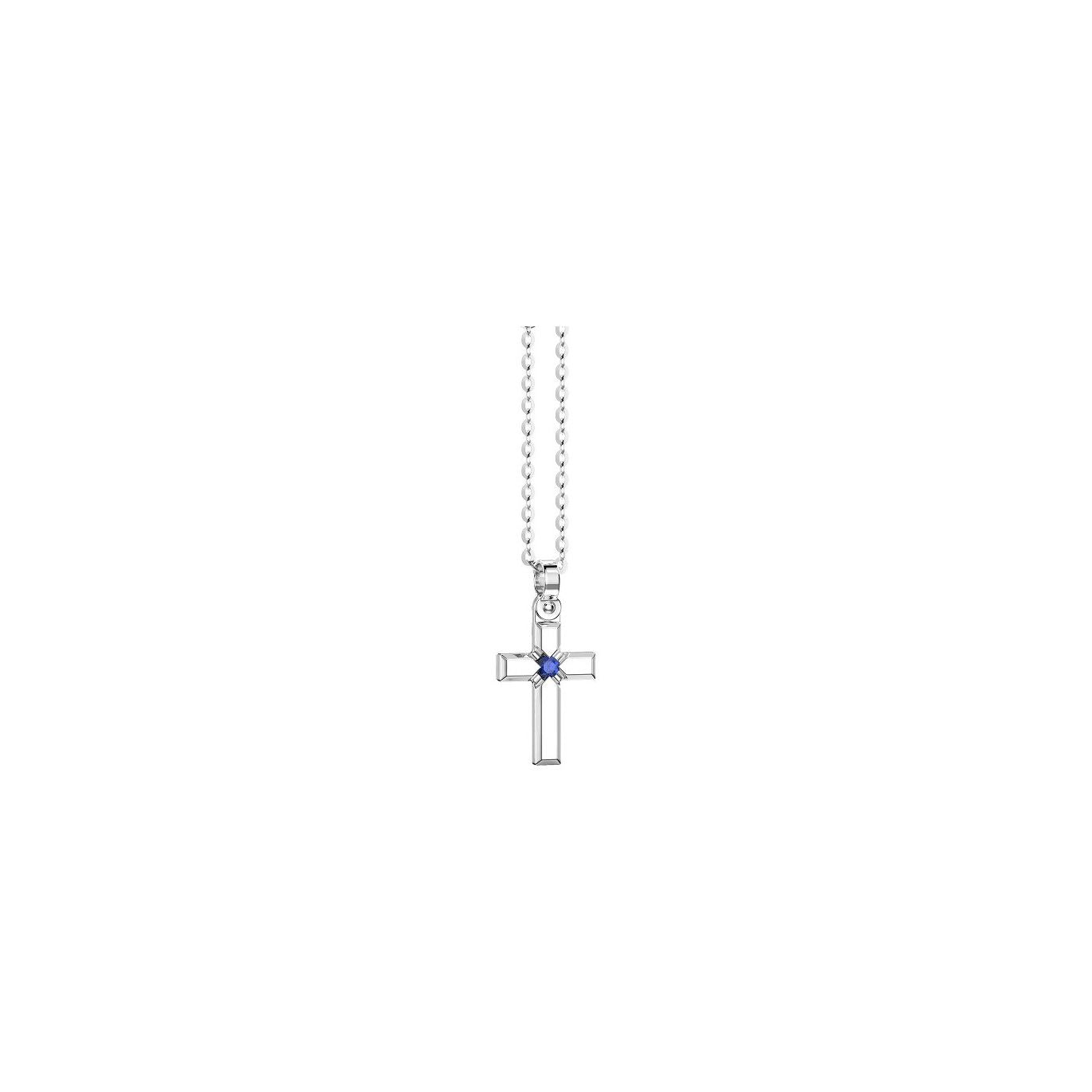 Collana Zancan Uomo Croce in Argento con Spinello Blu ESC211-BL