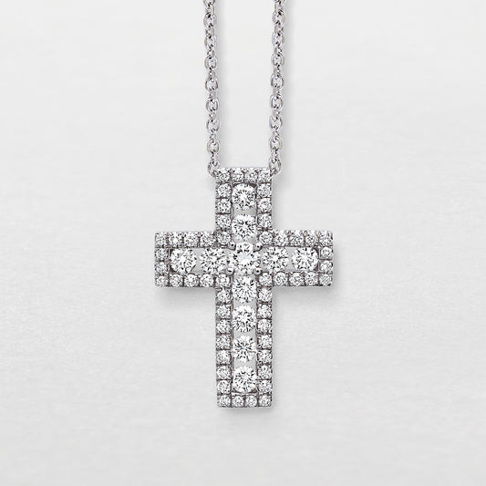Girocollo con croce in oro bianco, diamanti  Giorgio Visconti  GBX37958