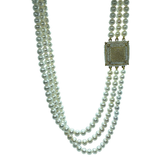 Collana a tre fili di perle in argento Idea Coral - Soara