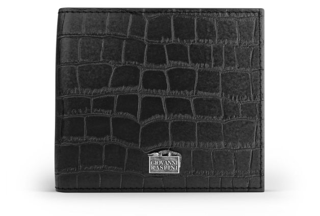 Portafoglio pelle croco nera Giovanni Raspini L0024