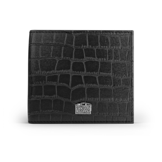 Portafoglio pelle croco nera Giovanni Raspini L0024