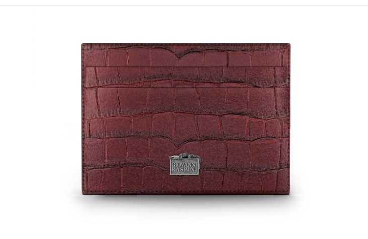 Portacarte pelle Croco  borgogna  Giovanni Raspini L0029