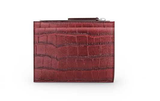 Portacarte con zip pelle Croco  borgogna  Giovanni Raspini L0030