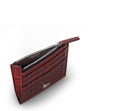 Portacarte con zip pelle Croco  borgogna  Giovanni Raspini L0030