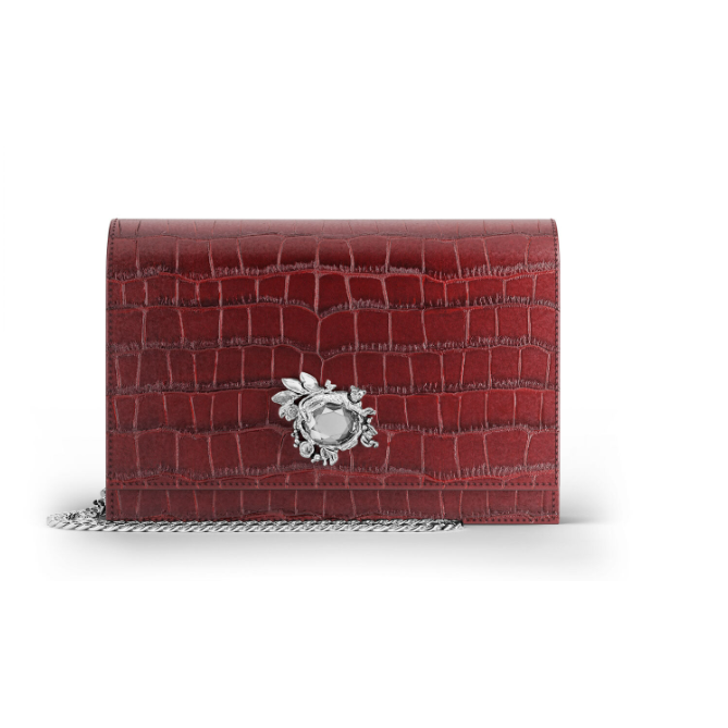 Pochette jungle pelle croco borgogna Giovanni Raspini L0034