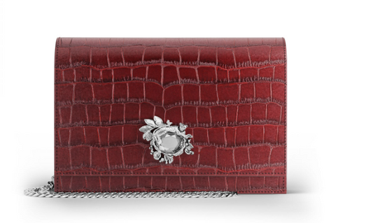 Pochette jungle pelle croco borgogna Giovanni Raspini L0034
