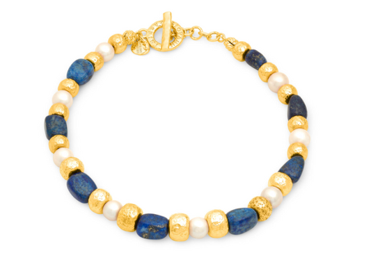 Collana Blu Nomad in bronzo dorato N0030