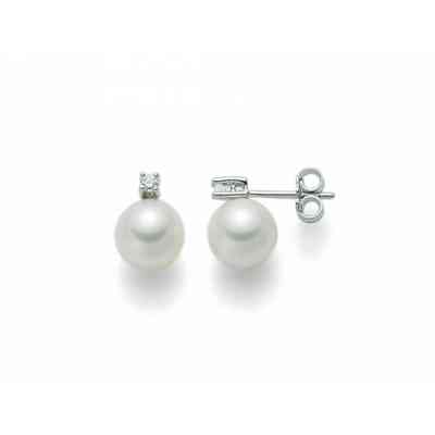 Light Gray Orecchini Perle e Brillante Miluna - PER1774