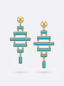 Hai aggiunto Boucles d'oreilles Soara pour femmes, en argent, ornées de turquoise et d'onyx, en forme de losange. al tuo carrello.