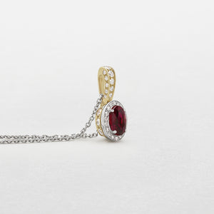 Hai aggiunto Girocollo in oro bianco e rosa con rubino e contorno di diamanti Giorgio Visconti  G39365ar al tuo carrello.