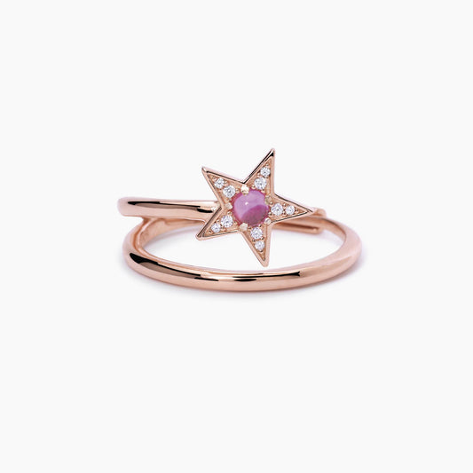 Anello stella rosato con tormalina sintetica STARLET MABINA 523279