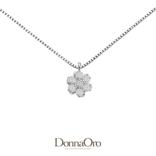 Set 6 Collane Lunghe Da Maglione - Con Ciondoli A Fiore, Foglia, Nappa E Strass - Gioielli Donna - Color Platino