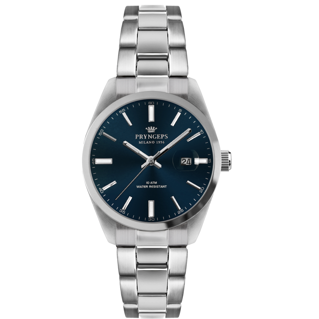 Gray OROLOGIO PRYNGEPS   A1071 QUARTZ ACCIAIO BRACCIALE SOLIDO UOMO