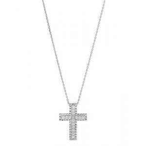 GIROCOLLO CON CROCE  IN ORO BIANCO E DIAMANTI GIORGIO VISCONTI GBX38854