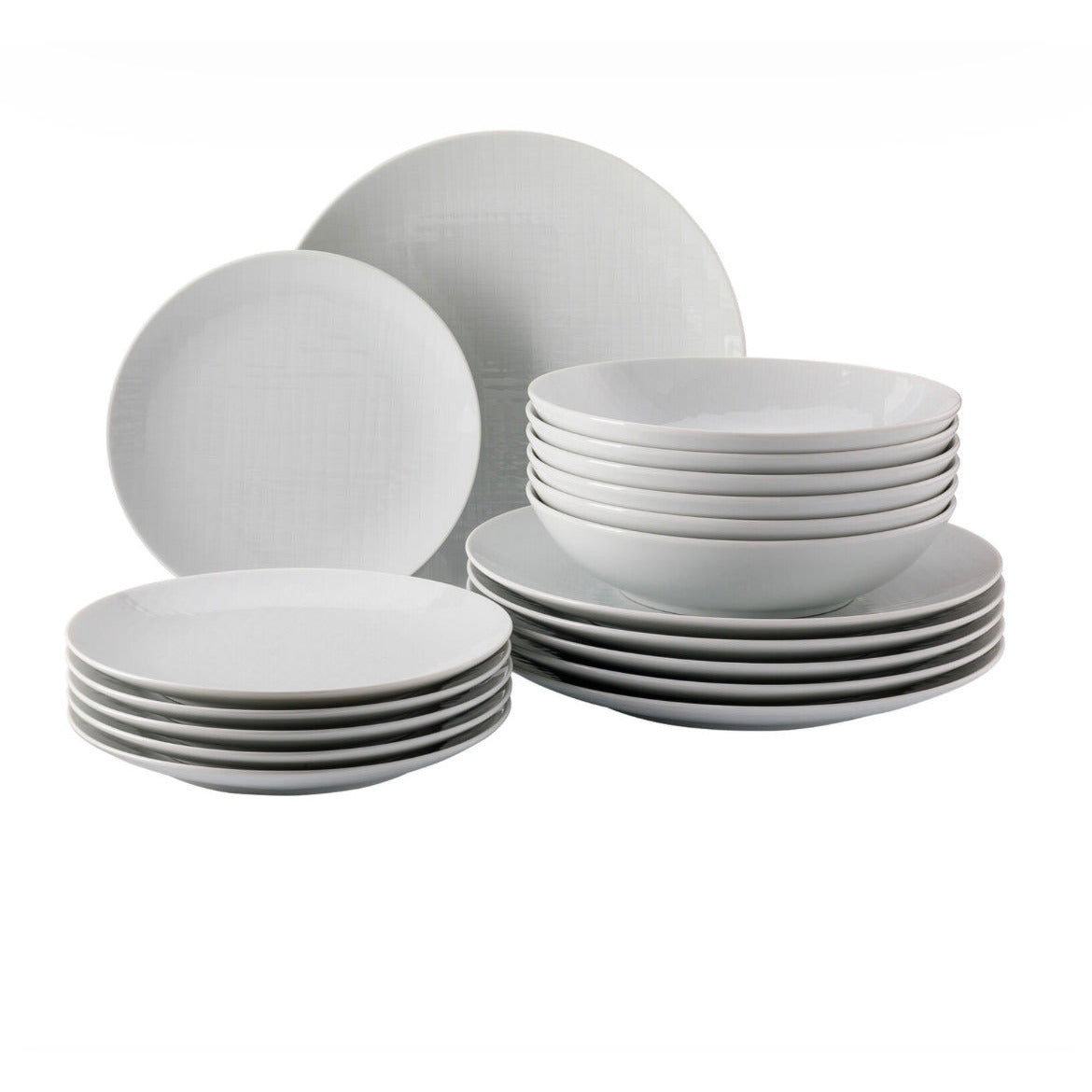 Set piatti 18 Pz per 6 persone Mesh Bianco