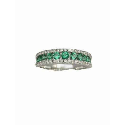 ANELLO IN ORO BIANCO, BRILLANTI E SMERALDI  GIORGIO VISCONTI ABX16055S
