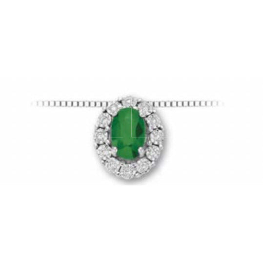 Collana Brillanti e  Smeraldo  LPE10094.006 DonnaOro
