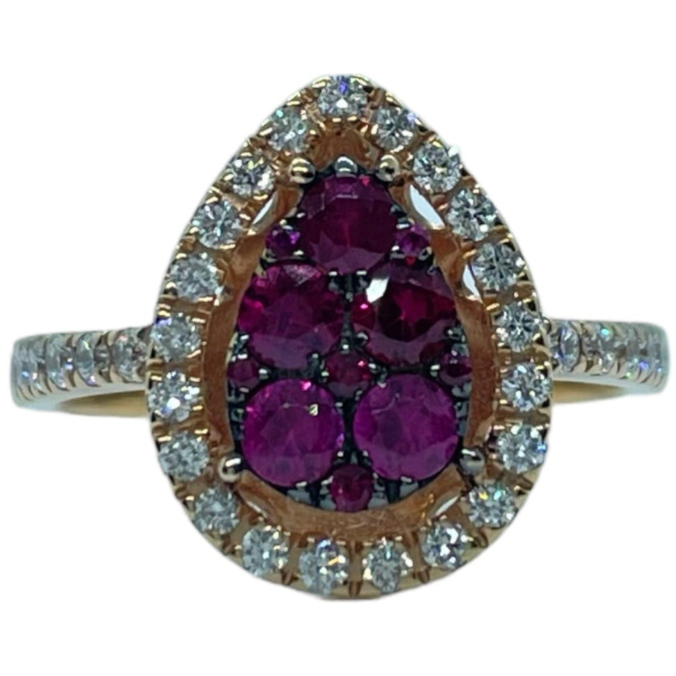 Anello in oro rosa con diamanti e rubini D.Donna Ruggiero Broggian JC1706/4
