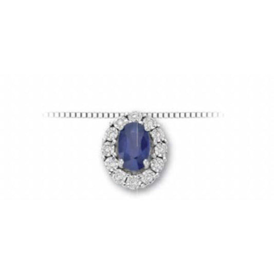 Collana Brillanti e  Zaffiro  LPZ10094.006 DonnaOro